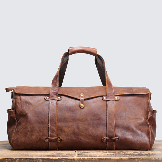 Woosir Brown Leather Barrel Bag