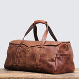 Vintage Leather Duffle Bag Mens Leather Weekender - Woosir