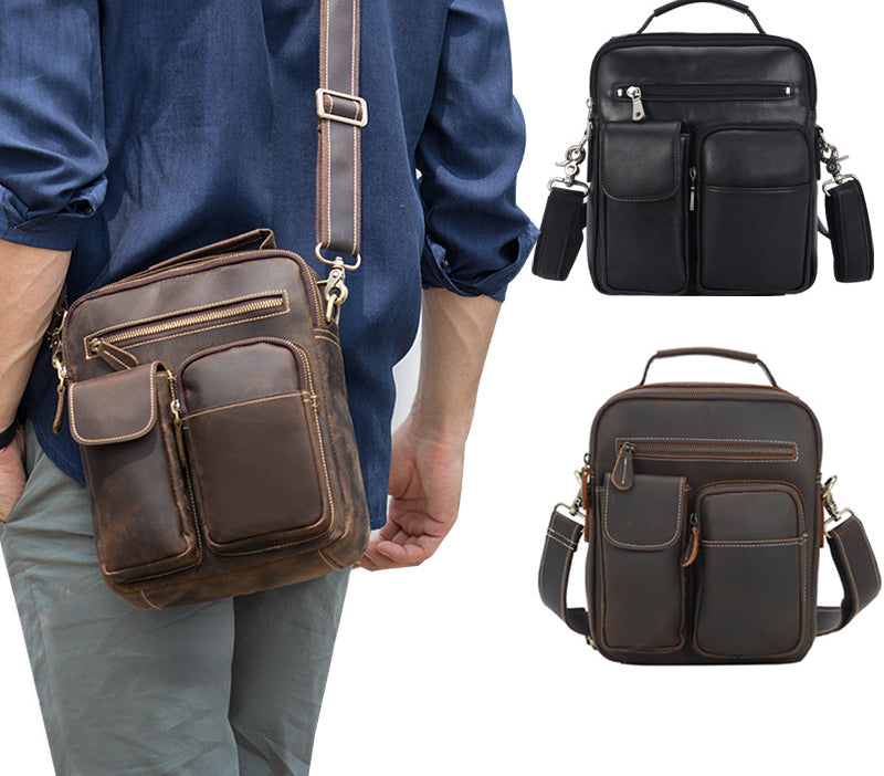 Vintage Leather Messenger Bag Portable For Outdoor - Woosir