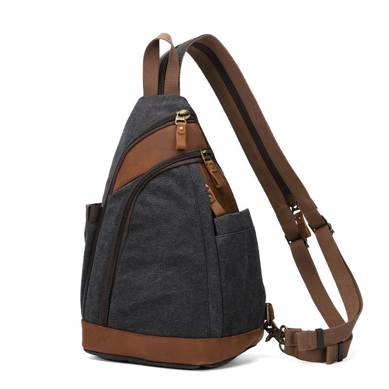 Black canvas chest sling bag variant