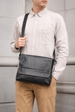 Black Genuine Leather Messenger Crossbody Bag exact 1688 faithful model front