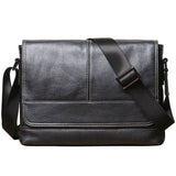 Black Genuine Leather Messenger Crossbody Bag live 1688 clean front