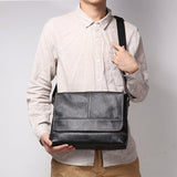 Black Genuine Leather Messenger Crossbody Bag live 1688 model carry