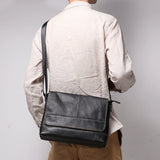 Black Genuine Leather Messenger Crossbody Bag live 1688 model rear