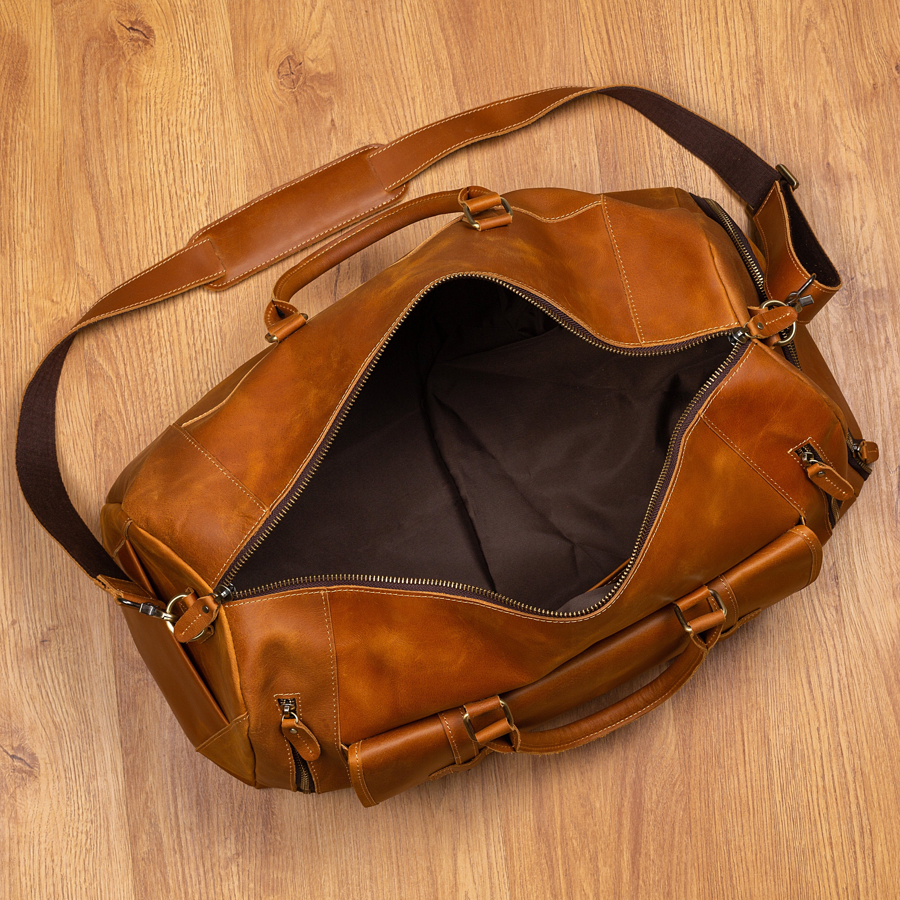 Genuine Leather Duffle Gym Bag - ArchieSoul Men