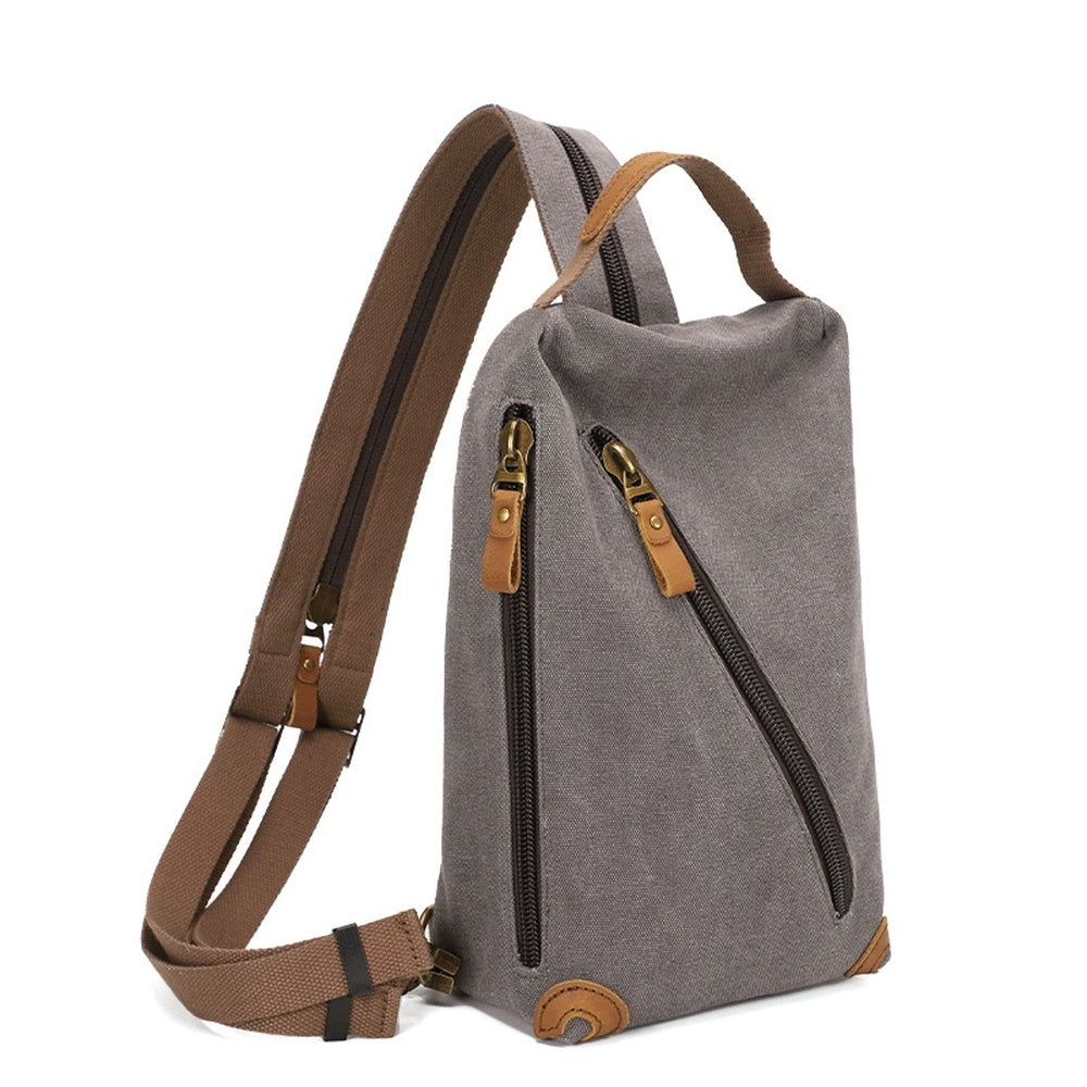 Canvas chest sling bag Dark Gray color variant