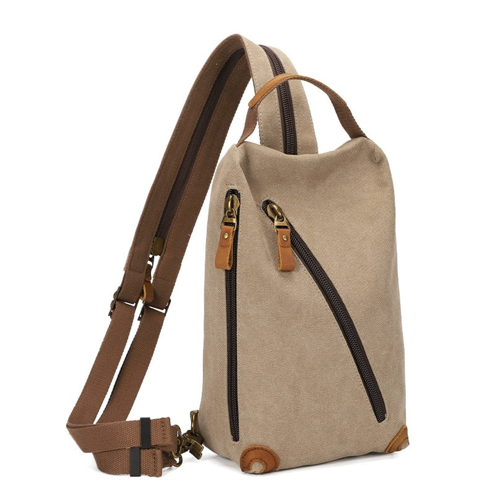 Canvas chest sling bag Khaki color variant