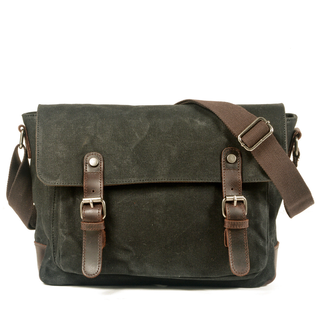 Canvas Mens Messenger Bag Crossbody Black variant exact product front