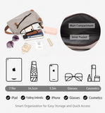 Canvas sling backpack main compartment and organized storage