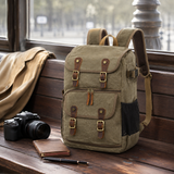 Woosir Waterproof Waxed Canvas Bag Camera Backpack exact product scene side lifestyle
