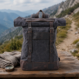 Waxed Canvas Roll Top Backpack Vintage Outdoor exact product scene side lifestyle