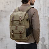 Woosir Waterproof Waxed Canvas Bag Camera Backpack exact product model front lifestyle