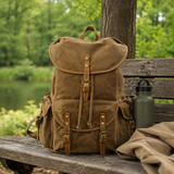 Vintage Waxed Canvas Backpack for School Outdoor exact product scene side lifestyle