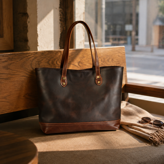 Woosir Large Shoulder Tote Leather Bag exact product scene side lifestyle