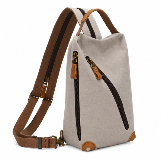 Woosir generated hero | vintage-canvas-chest-sling-bag-double-zippers
