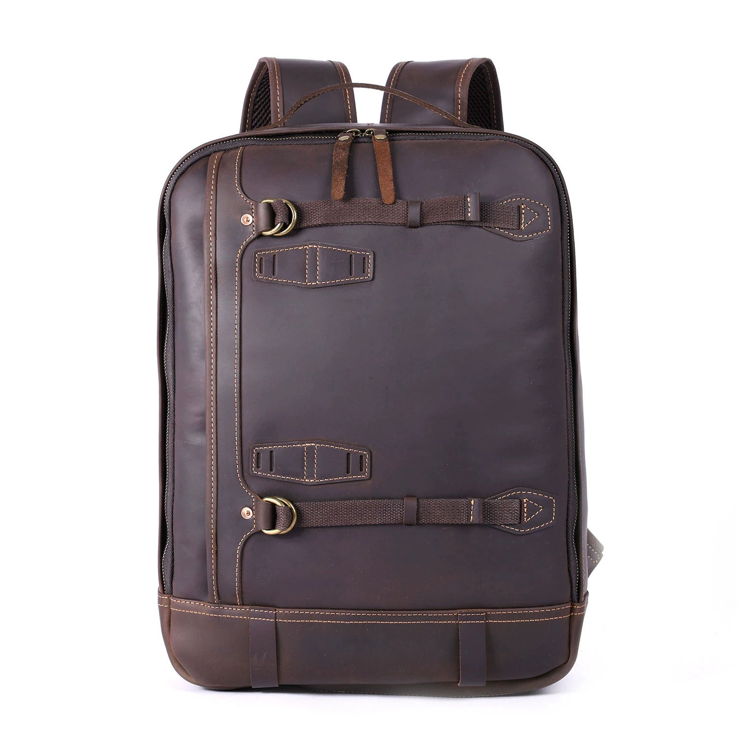 Vintage Leather Laptop Backpack for Men live 1688 clean front dark
