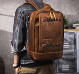Vintage Leather Laptop Backpack for Men live 1688 cleaned model rear 3