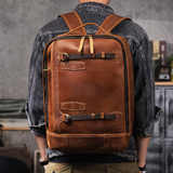 Vintage Leather Laptop Backpack for Men live 1688 cleaned model rear