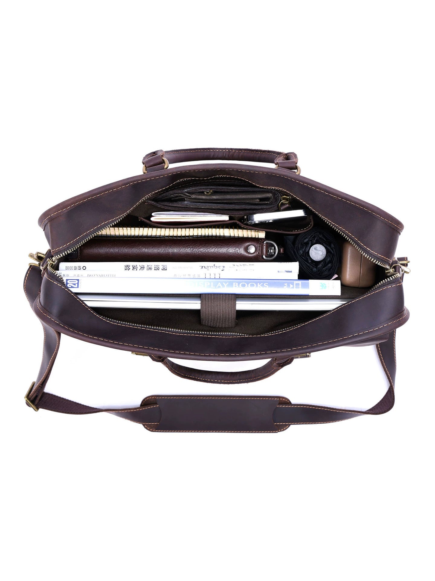 Vintage Genuine Leather Laptop Briefcase live 1688 clean detail