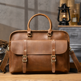 Vintage Genuine Leather Laptop Briefcase live 1688 cleaned detail view