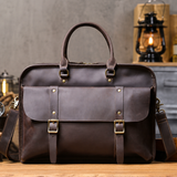 Vintage Genuine Leather Laptop Briefcase live 1688 cleaned front detail 2