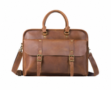 Vintage Genuine Leather Laptop Briefcase live 1688 cleaned white front 2