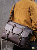 Vintage Genuine Leather Laptop Briefcase live 1688 model rear
