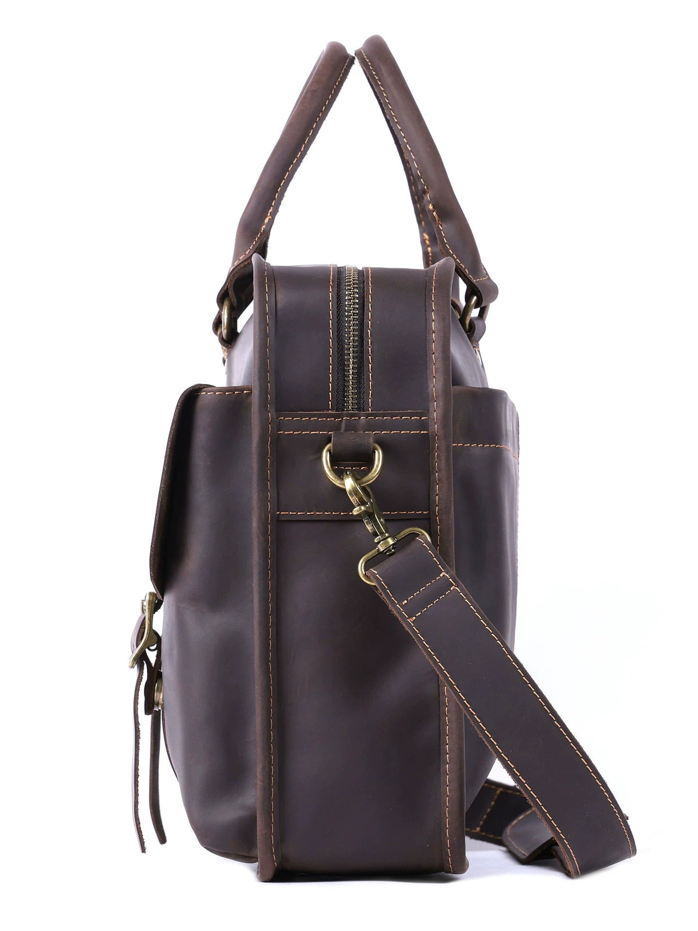 Vintage Genuine Leather Laptop Briefcase live 1688 clean side