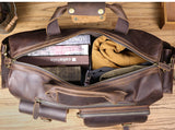 Large Vintage Leather Travel Duffle Bag 1688 detail side view