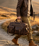 Large Vintage Leather Travel Duffle Bag 1688 model scene