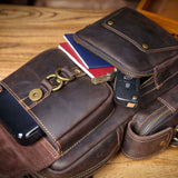 Vintage Leather Multi-Pocket Chest Bag live 1688 clean detail