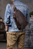 Vintage Genuine Leather One-Shoulder Backpack exact 1688 model rear clean