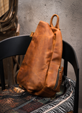 Vintage Genuine Leather One-Shoulder Backpack exact 1688 rear scene clean