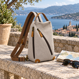 Woosir generated scene 2 | vintage-canvas-chest-sling-bag-double-zippers