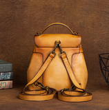 Woosir vintage full-grain leather backpack back view