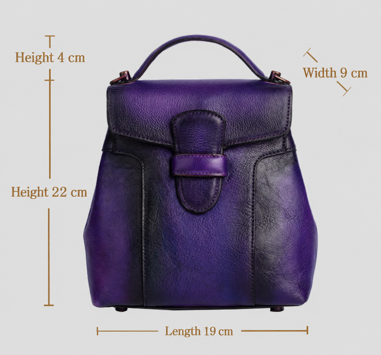Woosir vintage full-grain leather backpack dimensions