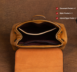 Woosir vintage full-grain leather backpack interior pockets