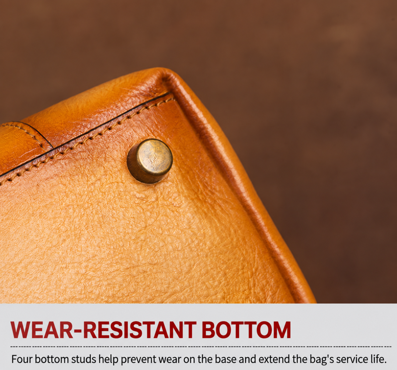 Woosir vintage full-grain leather backpack wear-resistant bottom