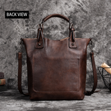 Woosir vintage full-grain leather shoulder bag back view