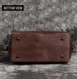 Woosir vintage full-grain leather shoulder bag bottom view