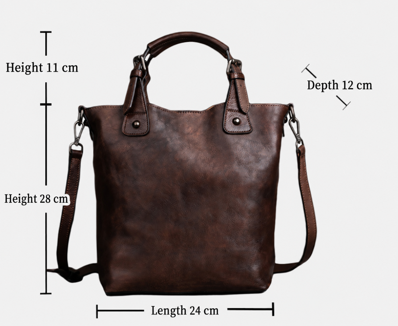 Woosir vintage full-grain leather shoulder bag dimensions