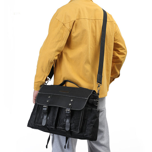 Waxed Canvas Satchel Bag for Men