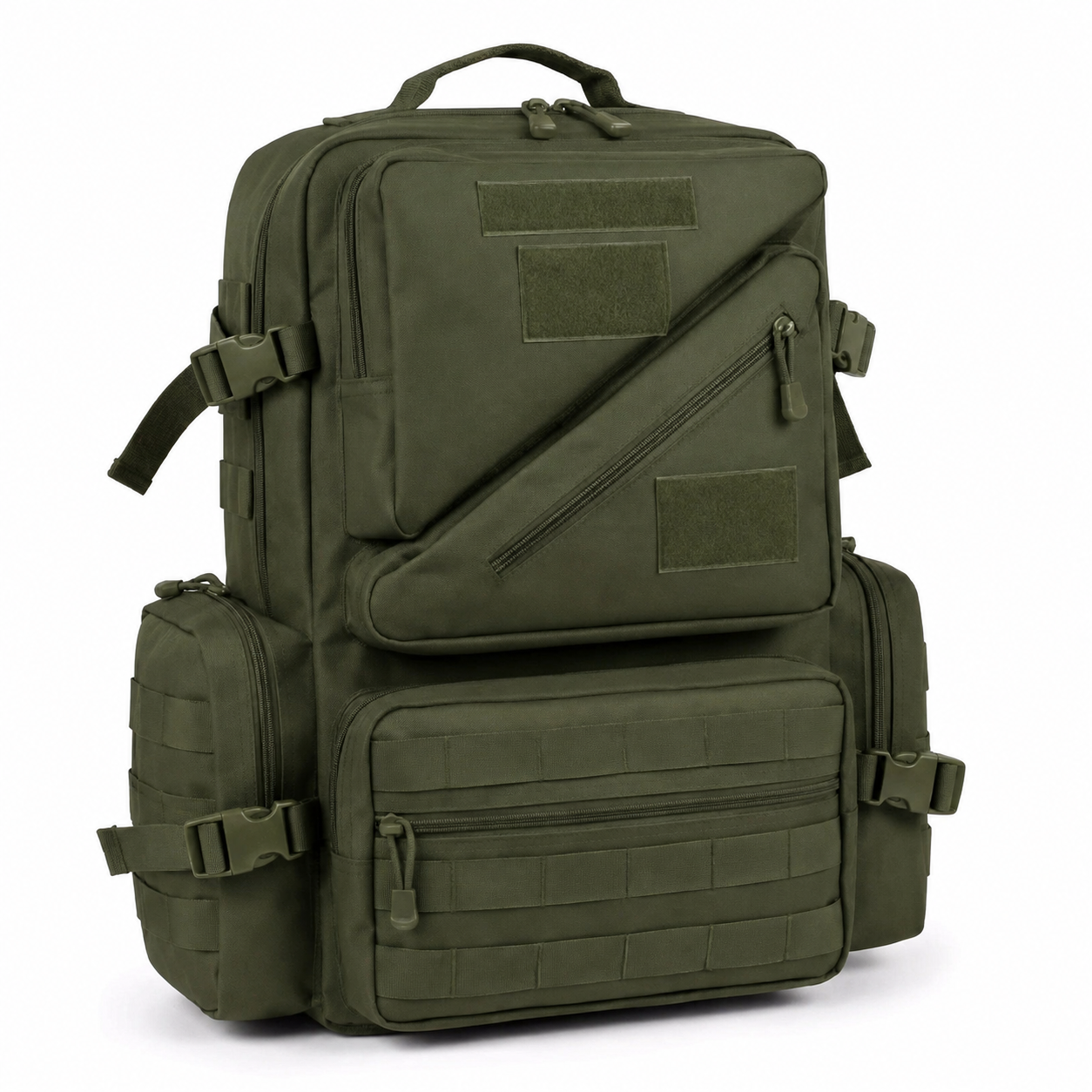 Woosir 45L Outdoor Tactical Backpack clean white front Army Green variant