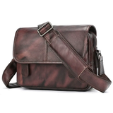 Woosir 5513 1688 high-resolution front three-quarter view Coffee vegetable-tanned full-grain cowhide crossbody bag