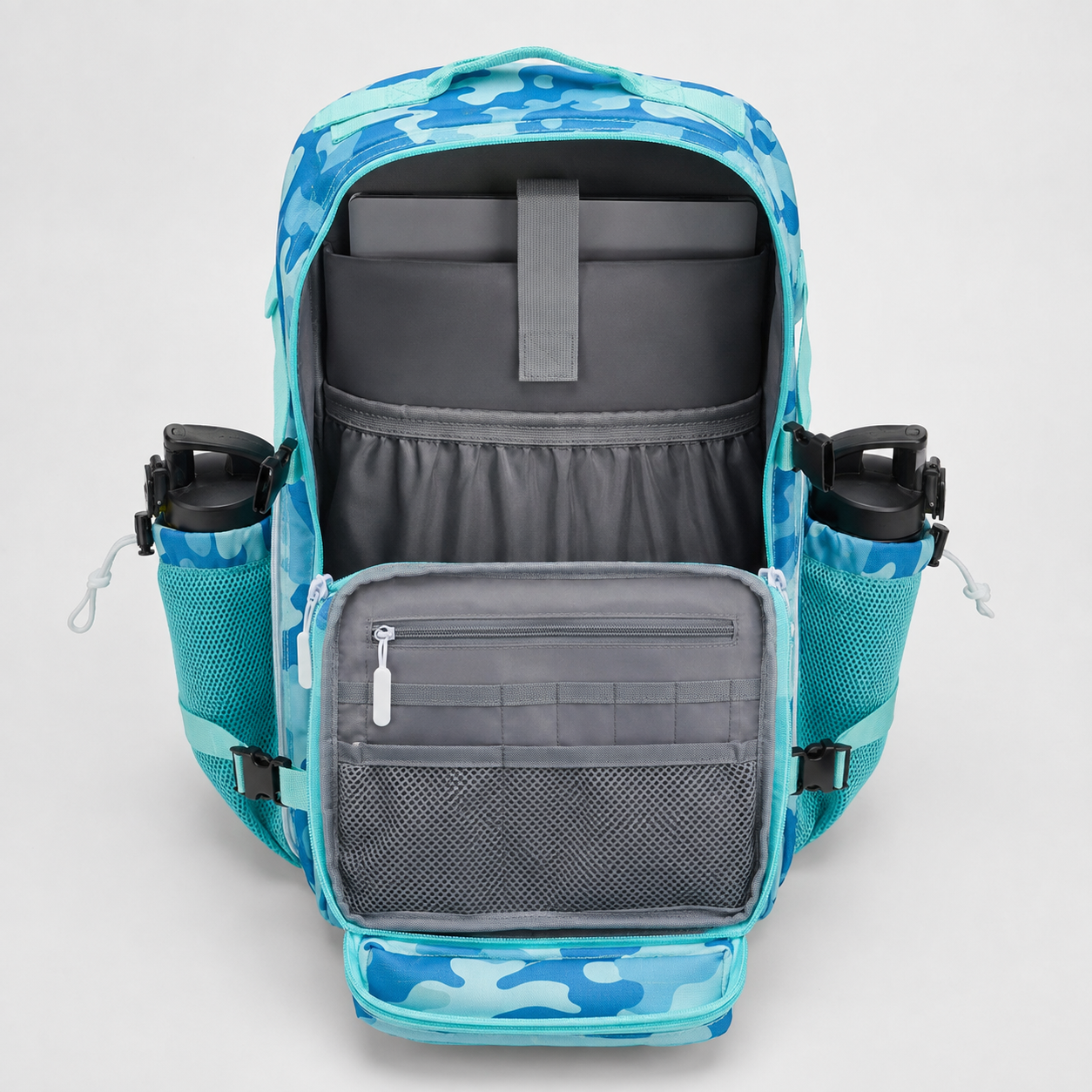 Woosir Camouflage Tactical Backpack clean interior structure view