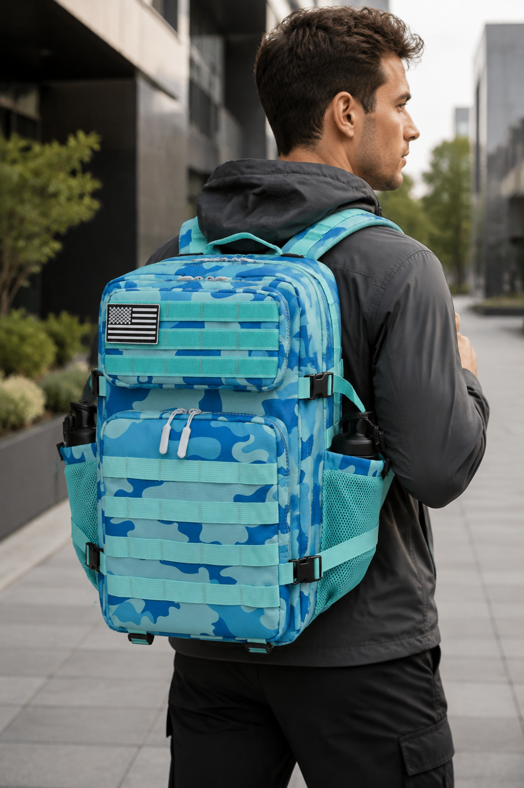 Woosir Camouflage Tactical Backpack clean model lifestyle view