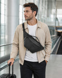 Woosir 916158 black waist chest bag model airport lifestyle