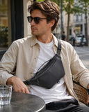 Woosir 916158 black waist chest bag model cafe lifestyle