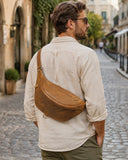 Woosir 916158 brown waist chest bag model back view