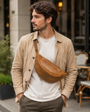 Woosir 916158 brown waist chest bag model city lifestyle